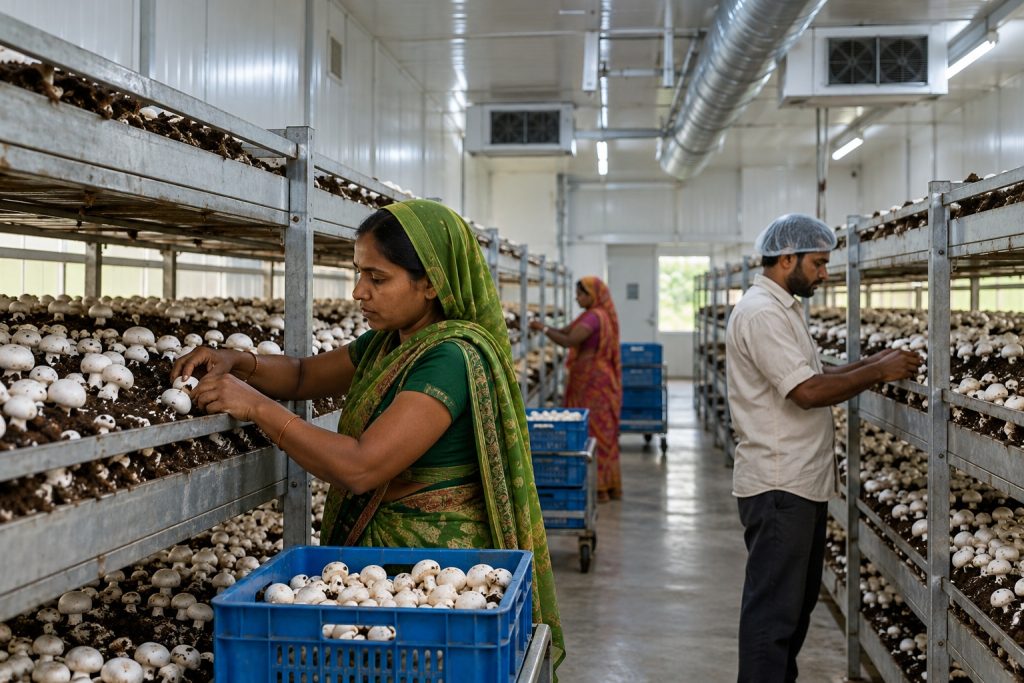 Commercial unit mushroom setup